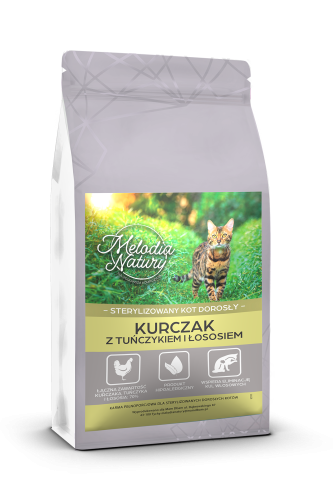 MELODIA NATURY KURCZAK Z TUŃCZYKIEM I ŁOSOSIEM 1,5KG KARMA DLA KOTA