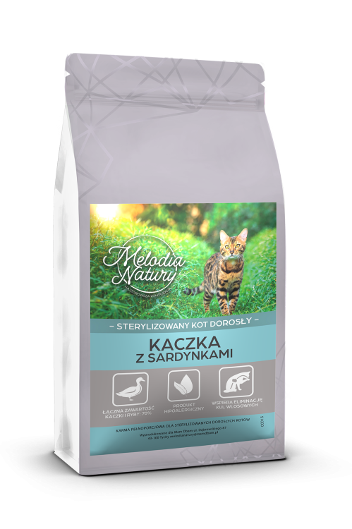 MELODIA NATURY KACZKA Z SARDYNKAMI 1,5KG KARMA DLA KOTA