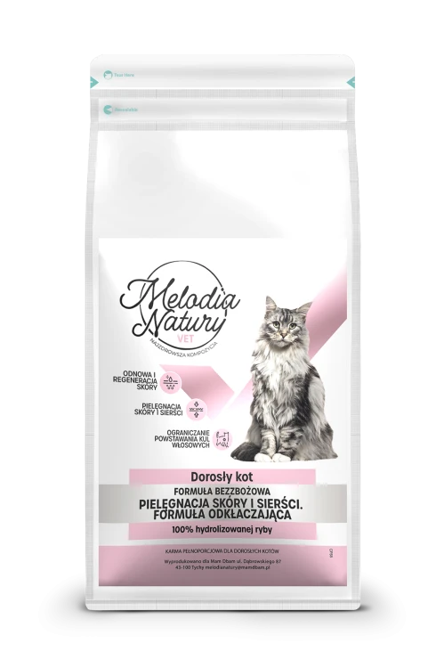 MELODIA NATURY VET SKÓRA/SIERŚĆ/ODKŁACZANIE 1,5KG KARMA DLA KOTA